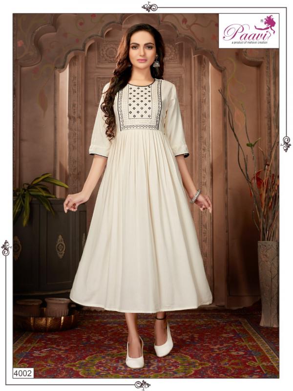 Paavi Falak 4 Fancy Wear Rayon Designer Long Kurti Collection